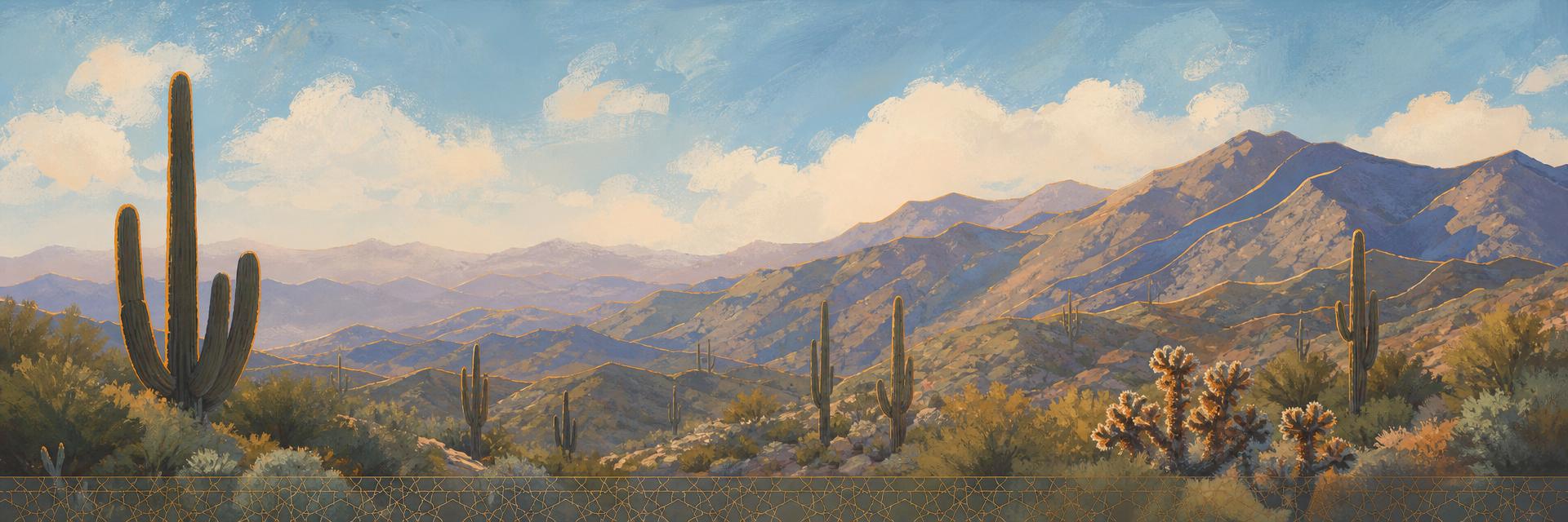 Illustrated Tucson skyline with the Catalina Mountains
